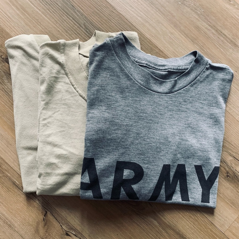 USA ARMY  Bundle Gray and Tan Short Sleeve Tees Casual Cotton Crew Neck